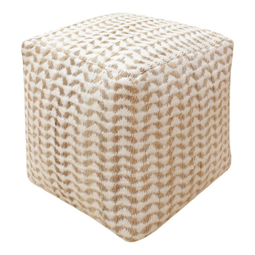 House Nordic - Pouf cubique tissé à la main marron clair et blanc 40 x 40 cm House Nordic  - Poufs Classique