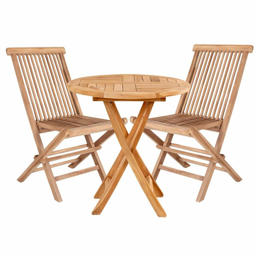 Tables de jardin House Nordic Table de jardin Ø 70 cm + 2 chaises en teck