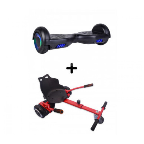 Hoverdrive - Hoverboard Prime 6.5'' V2 500W Roues Lumineuses Led Edition Noir + Kart Rouge - Gyropode