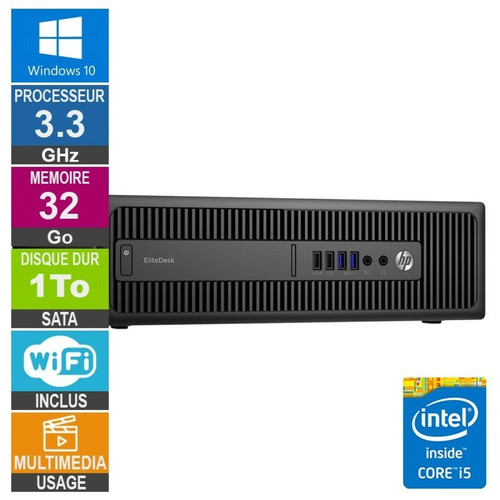 Hp - HP EliteDesk 800 G2 SFF i5-6400 3.30GHz 32Go/1To Wifi W10 Hp  - Occasions Unité centrale