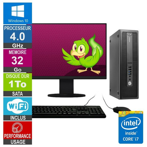 Hp - HP EliteDesk 800 G2 SFF i7-6700 4GHz 32Go/1To Wifi W10 + Ecran 24 Hp - PC Fixe Intel core i7