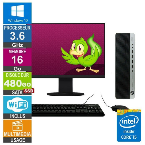 Hp - HP 800 G3 SFF i5-6500 3.60GHz 16Go/480Go SSD Wifi W10 + Ecran 24 Hp  - PC Fixe