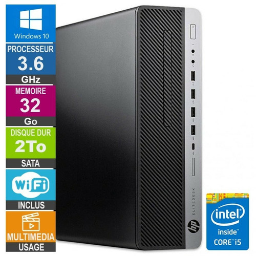 Hp - HP 800 G3 SFF i5-6500 3.60GHz 32Go/2To Wifi W10 Hp  - Occasions Unité centrale