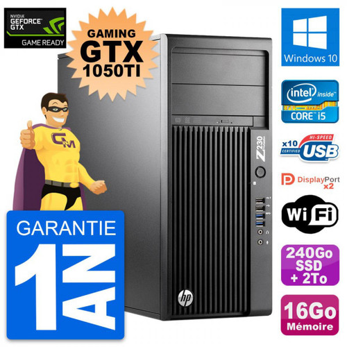 PC Fixe Hp PC HP Z230 Gaming GTX 1050Ti i5-4570 RAM 16Go 240Go SSD + 2To Windows 10