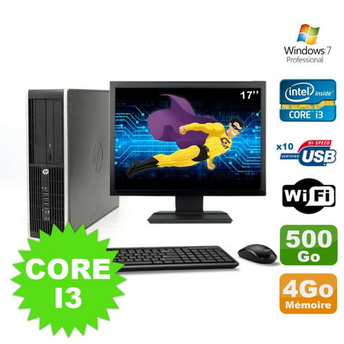 PC Fixe Hp Lot PC HP Compaq Elite 8100 SFF Core I3-530 4Go 500Go DVD WIFI W7 + Ecran 17"
