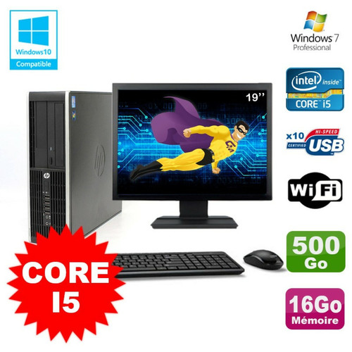 Hp - Lot PC HP Elite 8200 SFF Core I5 3.1GHz 16Go 500Go DVD WIFI W7 + Ecran 19" Hp - PC Fixe Hp