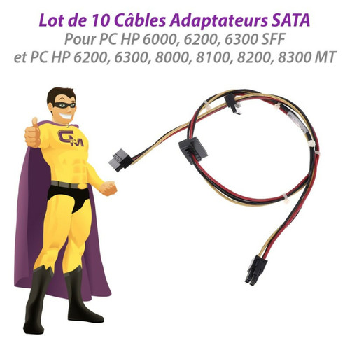 Hp - Lot x10 Câbles SATA HP 8200 8300 MT 577494-001 577798-001 611895-001 581355-001 Hp  - Adaptateur ide sata Câble et Connectique