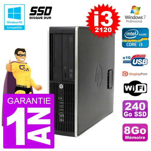 Hp - PC HP 6200 SFF Intel i3-2120 RAM 8Go SSD 240Go Graveur DVD Wifi W7 Hp  - Occasions Unité centrale
