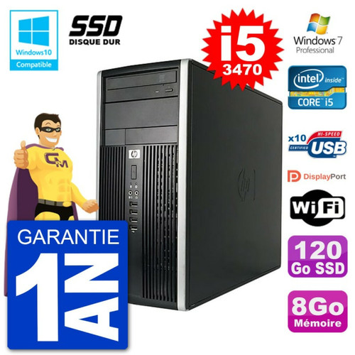 Hp - PC HP 6300 MT Intel Core i5-3470 RAM 8Go SSD 120Go Graveur DVD Wifi W7 Hp  - Bonnes affaires PC Fixe