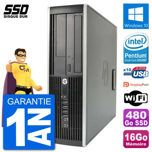 Hp - PC HP 8200 Elite SFF Intel G630 RAM 16Go SSD 480Go Windows 10 Wifi Hp  - PC Fixe Hp