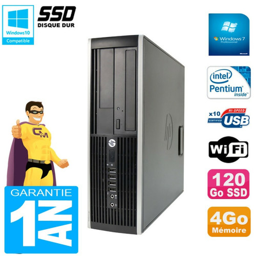 Hp - PC HP Compaq 8200 SFF Intel G630 RAM 4Go Disque 120 Go SSD Graveur DVD Wifi W7 Hp  - Bonnes affaires PC Fixe