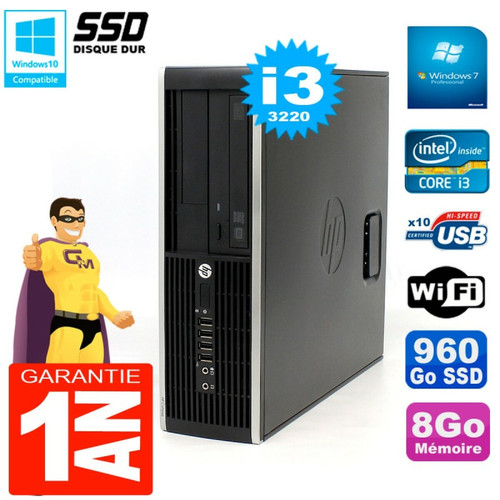Hp - PC HP Compaq 8300 SFF Core I3-3220 RAM 8Go Disque 960 Go SSD Graveur DVD Wifi W7 Hp  - Produits reconditionnés et d'occasion