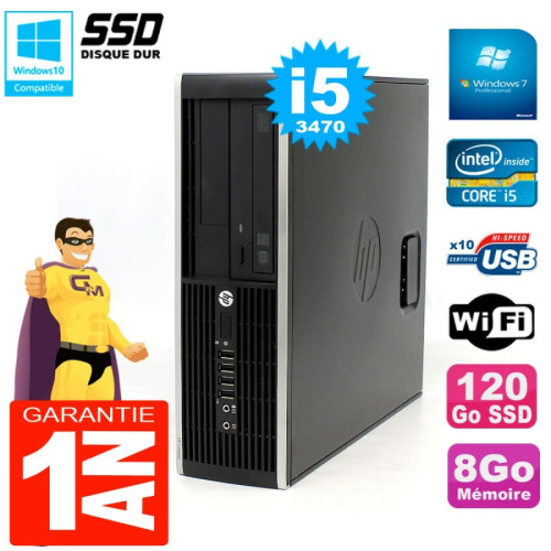 PC Fixe Hp PC HP Compaq 8300 SFF Core I5-3470 RAM 8Go Disque 120 Go SSD Graveur DVD Wifi W7