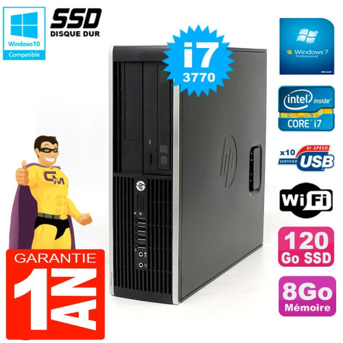 Hp - PC HP Compaq 8300 SFF Core I7-3770 RAM 8Go Disque 120 Go SSD Graveur DVD Wifi W7 Hp  - Ordinateurs