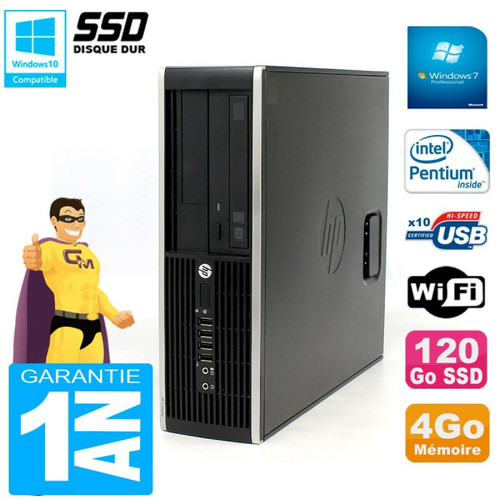 Hp - PC HP Compaq 8300 SFF Intel G850 RAM 4Go Disque 120 Go SSD Graveur DVD Wifi W7 Hp  - Bonnes affaires PC Fixe
