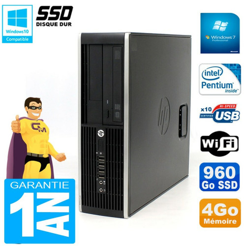 Hp - PC HP Compaq 8300 SFF Intel G850 RAM 4Go Disque 960 Go SSD Graveur DVD Wifi W7 Hp  - Ordinateurs reconditionnés