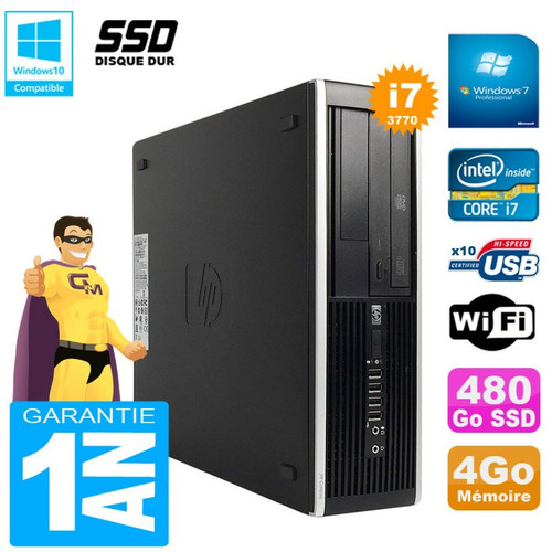 Hp - PC HP Compaq Pro 6300 SFF I7-3770 RAM 4Go Disque 480Go SSD Graveur DVD Wifi W7 Hp  - PC Fixe Intel core i7