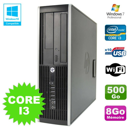 Hp - PC HP Elite 8200 SFF Intel Core I3 3.1GHz 8Go Disque 500Go DVD WIFI W7 Hp  - Unité centrale Ordinateur de Bureau