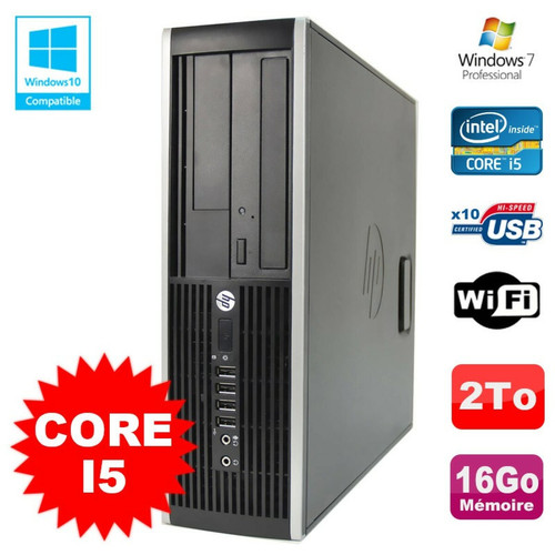 PC Fixe Hp PC HP Elite 8200 SFF Intel Core I5 3.1GHz 16Go Disque 2To DVD WIFI W7