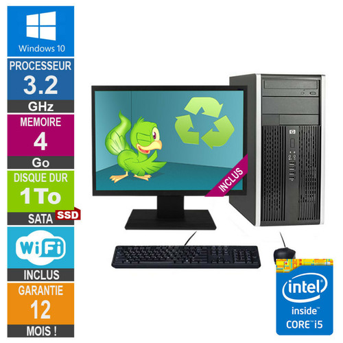 Hp - PC HP Pro 6300 MT Core i5-3470 3.20GHz 4Go/1To SSD Wifi W10 + Ecran 22 Hp  - Rentrée scolaire