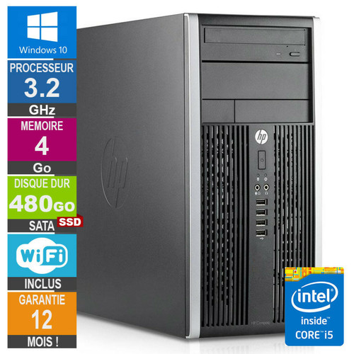 Hp - PC HP Pro 6300 MT Core i5-3470 3.20GHz 4Go/480Go SSD Wifi W10 Hp  - PC Fixe 4 go