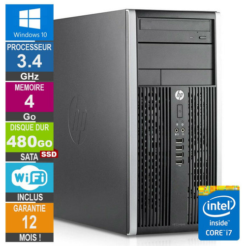 Hp - PC HP Pro 6300 MT Core i7-3770 3.40GHz 4Go/480Go SSD Wifi W10 Hp  - Ordinateurs