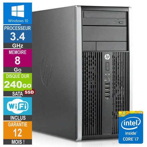 Hp - PC HP Pro 6300 MT Core i7-3770 3.40GHz 8Go/240Go SSD Wifi W10 Hp  - Produits reconditionnés et d'occasion