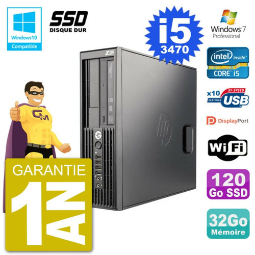 Hp - PC HP WorkStation Z220 SFF Core i5-3470 RAM 32Go SSD 120Go Graveur DVD Wifi W7 Hp  - Bonnes affaires PC Fixe