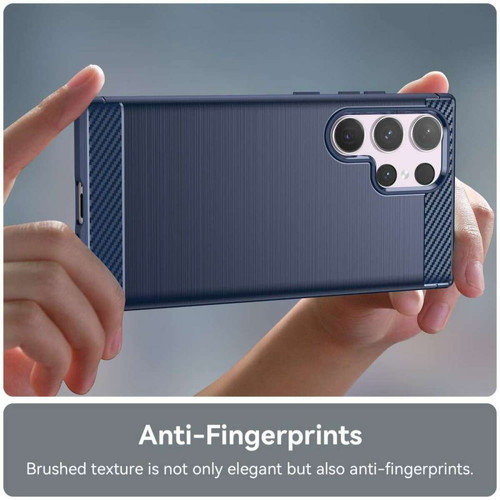 Coque, étui smartphone Coque pour Samsung Galaxy S24 Ultra 5G - housse etui silicone gel carbone + verre trempe - BLEU FONCE