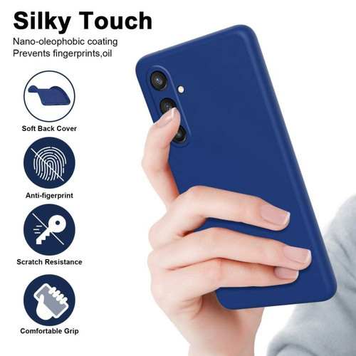 Htdmobiles Coque pour Samsung Galaxy S24 5G - housse etui silicone gel fine + film ecran - BLEU FONCE
