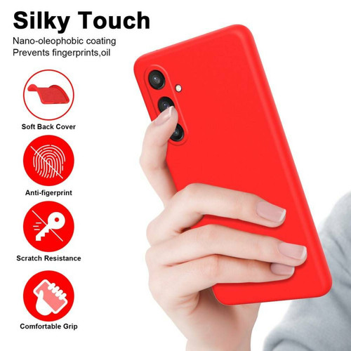 Coque, étui smartphone Coque pour Samsung Galaxy S24 5G - housse etui silicone gel fine + film ecran - ROUGE