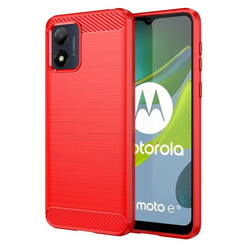 Htdmobiles - Coque pour Motorola Moto E13 - housse etui silicone gel carbone + film ecran - ROUGE Htdmobiles  - Accessoires et consommables
