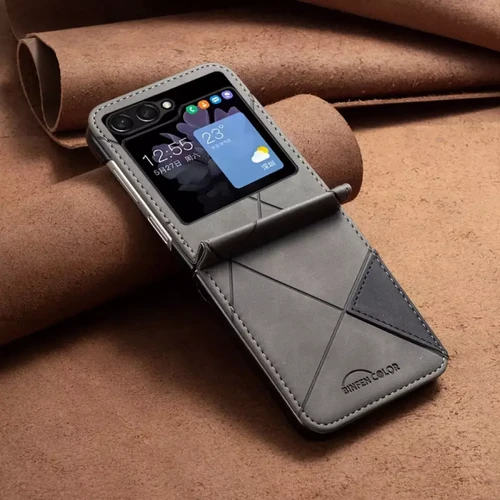 Coque, étui smartphone Housse pour Samsung Galaxy Z Flip 5 5G - etui coque pochette portefeuille - GRIS