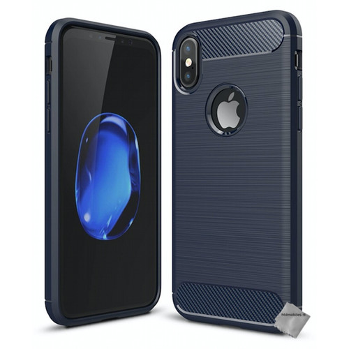 Htdmobiles - Coque silicone gel carbone pour Apple iPhone X + film ecran - BLEU FONCE Htdmobiles  - Accessoires et consommables