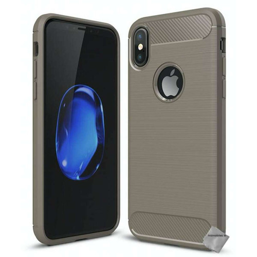 Htdmobiles - Coque silicone gel carbone pour Apple iPhone X + film ecran - GRIS Htdmobiles  - Accessoires et consommables