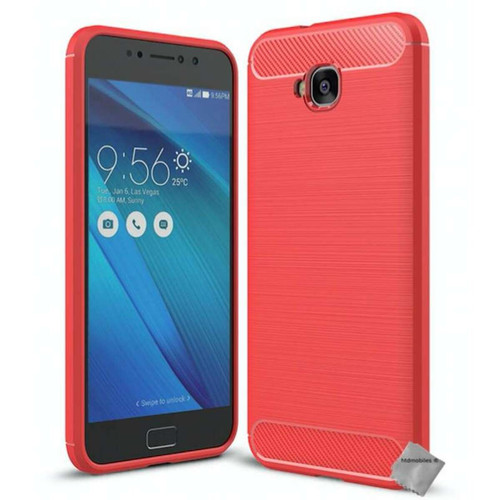 Htdmobiles - Coque silicone gel carbone pour Asus Zenfone 4 Selfie ZD553KL + verre trempe - ROUGE Htdmobiles  - Asus rouge