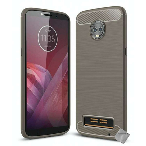 Htdmobiles - Coque silicone gel carbone pour Motorola Moto Z3 Play + verre trempe - GRIS Htdmobiles  - Coque, étui smartphone