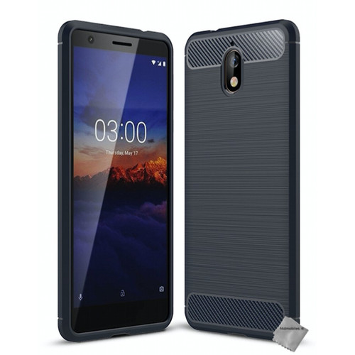 Htdmobiles - Coque silicone gel carbone pour Nokia 3.1 (2018) + film ecran - BLEU FONCE Htdmobiles  - Coque, étui smartphone