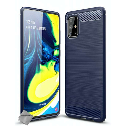 Htdmobiles - Coque silicone gel carbone pour Samsung Galaxy A71 + film ecran - BLEU FONCE Htdmobiles  - Coque, étui smartphone