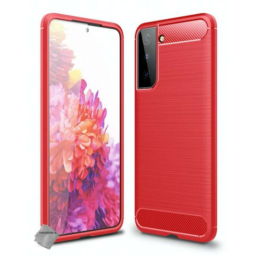 Htdmobiles - Coque silicone gel carbone pour Samsung Galaxy S21 5G + verre trempe - ROUGE Htdmobiles  - Accessoire Smartphone