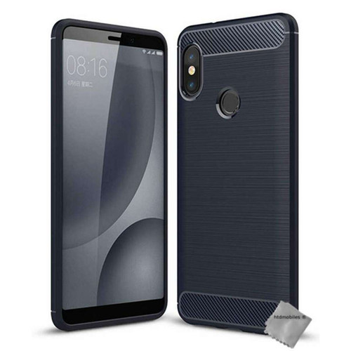 Htdmobiles - Coque silicone gel carbone pour Xiaomi Mi A2 + verre trempe - BLEU FONCE Htdmobiles  - Coque, étui smartphone