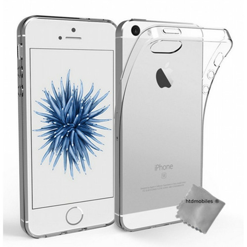Coque, étui smartphone Htdmobiles Coque silicone gel fine pour Apple iPhone 5S + film ecran - TPU TRANSPARENT