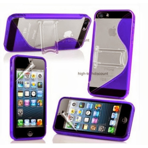Htdmobiles - Housse etui coque gel support MAUVE pour Apple iPhone 5 5S 5G + film ecran Htdmobiles - Coque iphone 5, 5S Accessoires et consommables