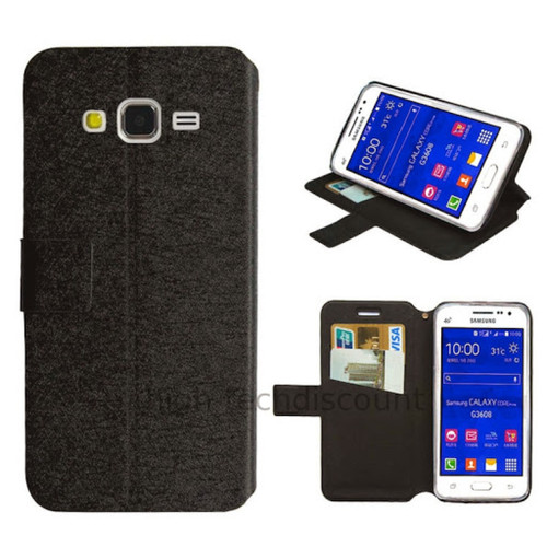 Coque, étui smartphone Htdmobiles Housse etui coque pochette portefeuille pour Samsung G360H Galaxy Core Prime + film ecran - NOIR