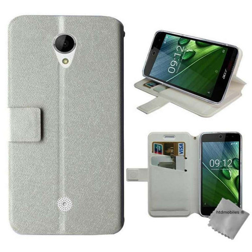 Coque, étui smartphone Htdmobiles Housse etui portefeuille pour Acer Liquid Zest 4G Z528 + verre trempe - BLANC
