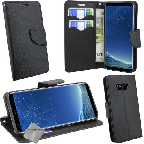 Htdmobiles - Housse etui portefeuille pour Samsung G950F Galaxy S8 + verre trempe - NOIR / NOIR Htdmobiles  - Etui samsung s8