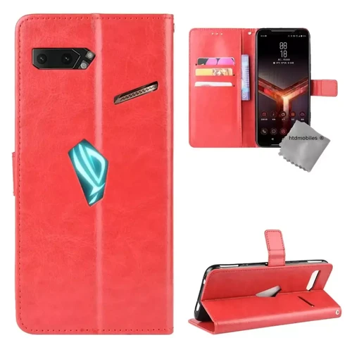 Htdmobiles - Housse portefeuille avec coque intérieure en silicone pour Asus Rog Phone II ZS660KL + film ecran - ROUGE Htdmobiles  - Asus rouge