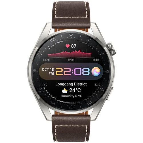 Montre connectée Huawei Watch 3 Pro Classic Montre Connectée 1.43" AMOLED Wi-Fi GPS Tracker d'Activité Marron