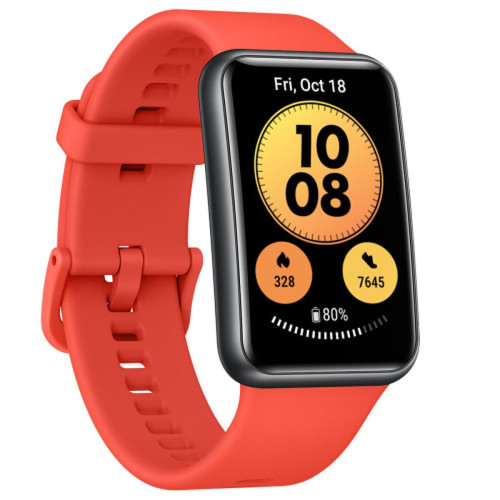 Huawei Watch Fit Montre Connectée 1.6" Moniteur de Fréquence Cardiaque Affichage AMOLED Surveillance SpO2 Rouge