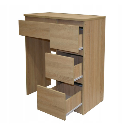 Hucoco ADA - Bureau droit 4 tiroirs taille compacte - Dimensions 90x50x76.5 - Bureau avec rangement - Sonoma